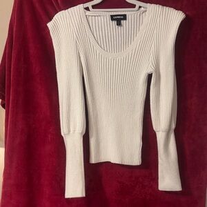 Express Off-White Ribbed Sweater